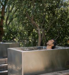 man in outdoor ice bath 