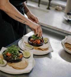 Fajitas preparation in a kitchen