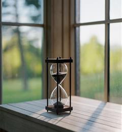 Hourglass on a table