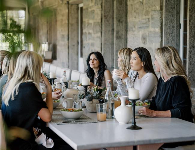 A group of people at dining table