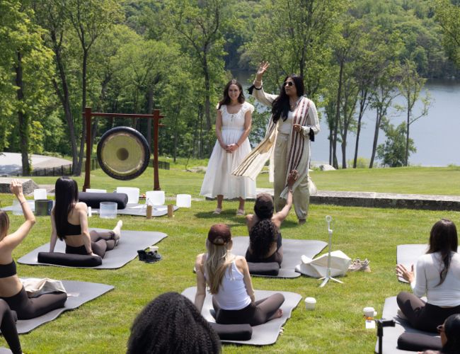 group sound bath outside