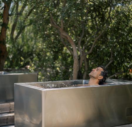 man in plunge pool