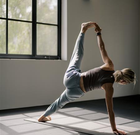Woman stretching in comfy clothes