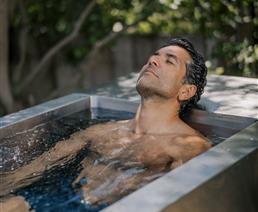 man in ice bath