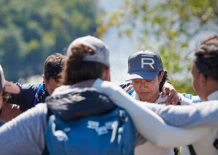 A group huddle