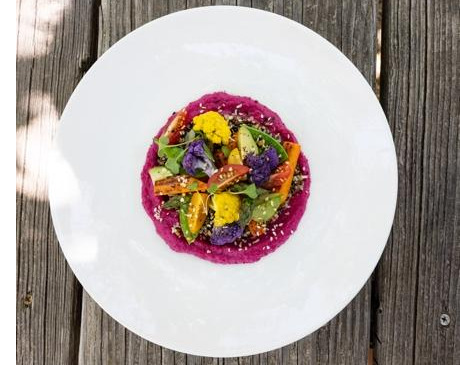 Beet Hummus with Roasted Vegetables