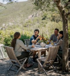 people eating around table